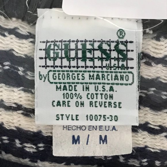 Guess Women's Medium BlueWhite Waffle Knit Henley Pullover Wide Short Sleeve Top - Picture 6 of 9